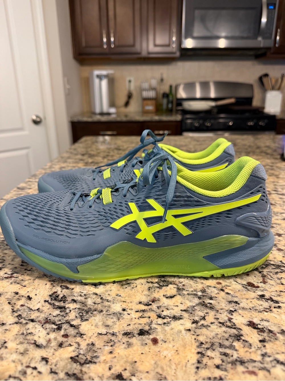 ASICS Gray and Neon Yellow Performance Running Shoes
